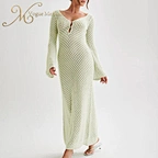 women crochet maxi dress